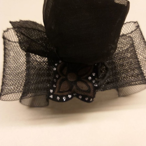 Hair scrunchy black rose with 1970s ribbon