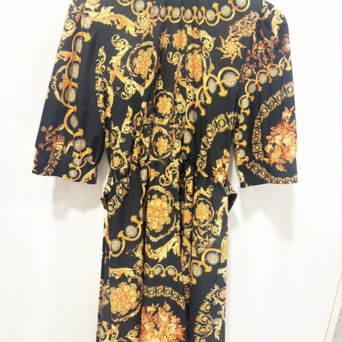 Short dress black with yellow details like new, size S