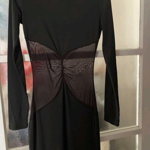Maxi long-sleeve dress new with black transparency, size S