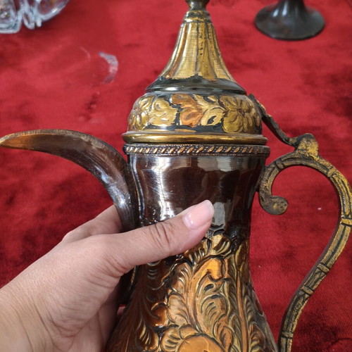 Vintage Arabic Copper and Brass Dallah Coffee Pot