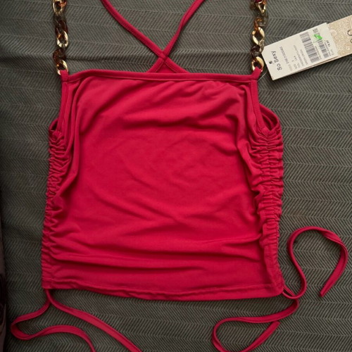 Fuchsia top blouse new, size small with horn details