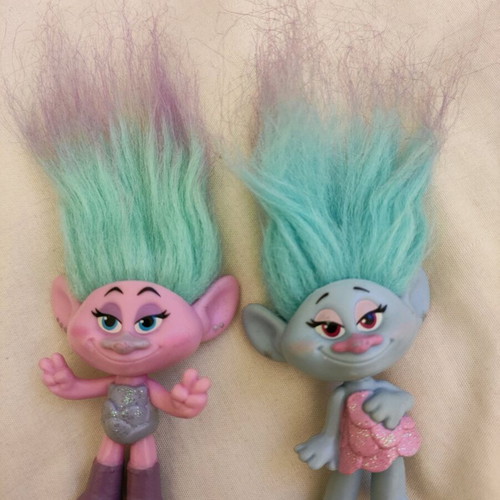 Trolls Hasbro Satin & Chenille figures used, set of 2