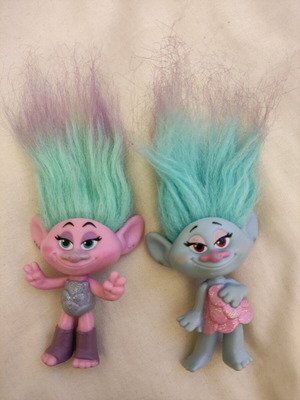 Trolls Hasbro Satin & Chenille figures used, set of 2