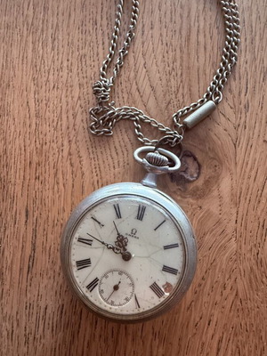 Omega ρολόι τσέπης μεταχειρισμένο, vintage μηχανικό 1930 με αλυσίδα