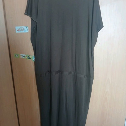 Makó dress like new, plus size, gray with purple embroidery and belt