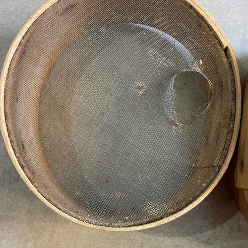Old handmade sieves used, 1930s era, set of 2