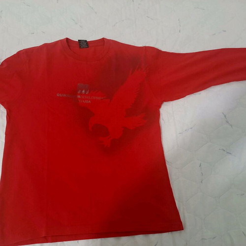 Quiksilver long-sleeve men's t-shirt with print like new, red, size M