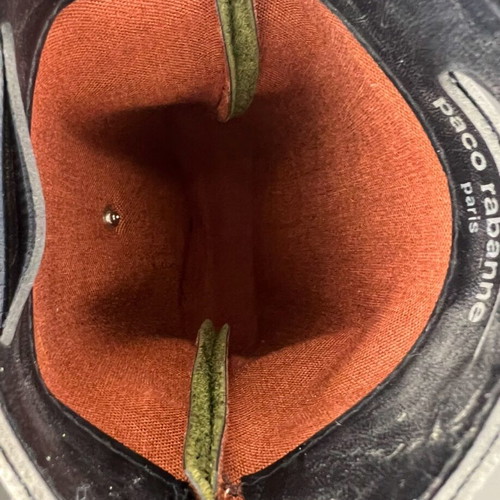Paco Rabanne small suede green purse used