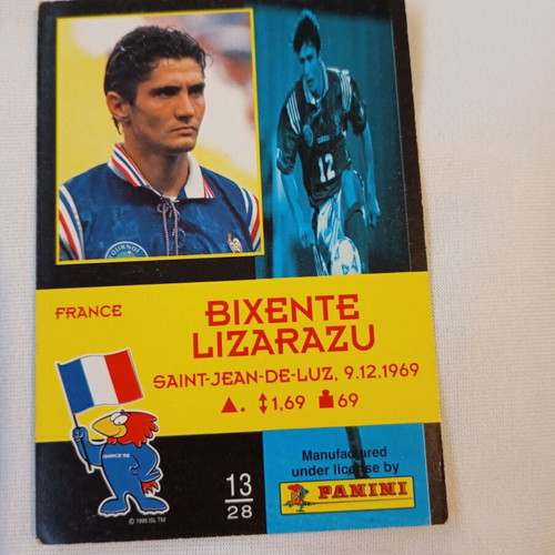 Panini collectible card Bixente Lizarazu used, France 98