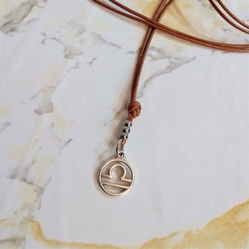 Men's pendant zodiac Libra new, brown and silver