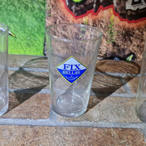 Amstel Fix vintage glasses used, set of 3 Greek promotional