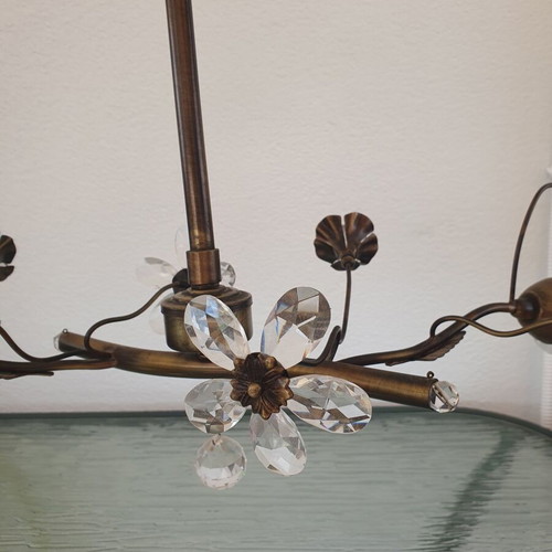Ceiling light with crystal flower decorations, 57 cm