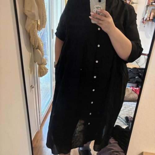 Black summer dress with buttons and pockets like new, XXL