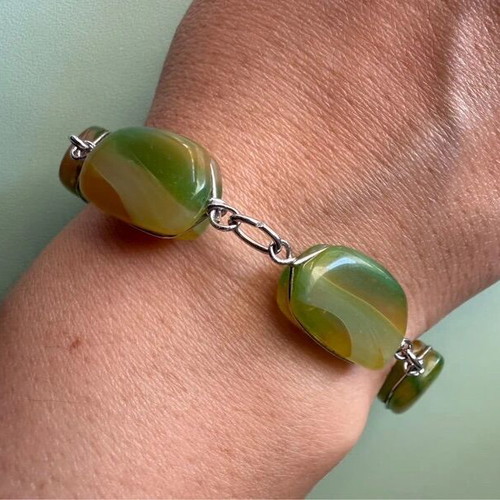 Vintage handmade silver 800 bracelet used with stones