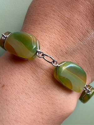 Vintage handmade silver 800 bracelet used with stones