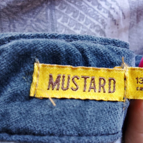 Mustard cargo pants for teens 13-14, like new, blue-gray corduroy