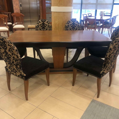 Oak dining set new with 6 chairs, 190x100cm (+45cm extension)