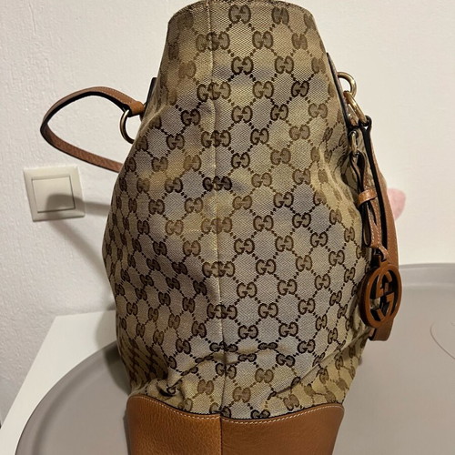 Gucci GG Canvas Large Charm Tote shoulder bag like new, beige and brown