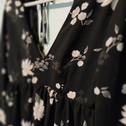 Boho black dress with flowers new