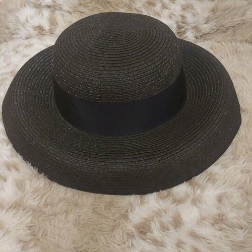 Denia paper straw women's hat new, black