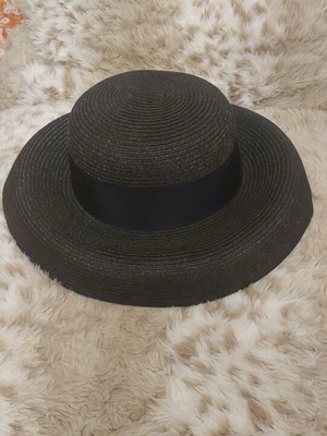Denia paper straw women's hat new, black