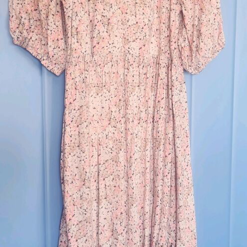 Floral long dress H&M like new, pink viscose