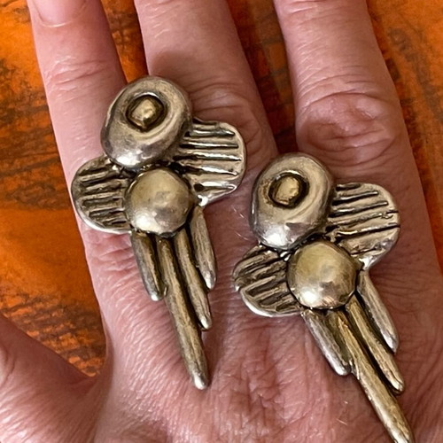 Silver earrings antique large branded used handmade 925