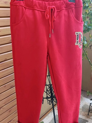 Pants with elastic waist new, 60% viscose, red, size S/M