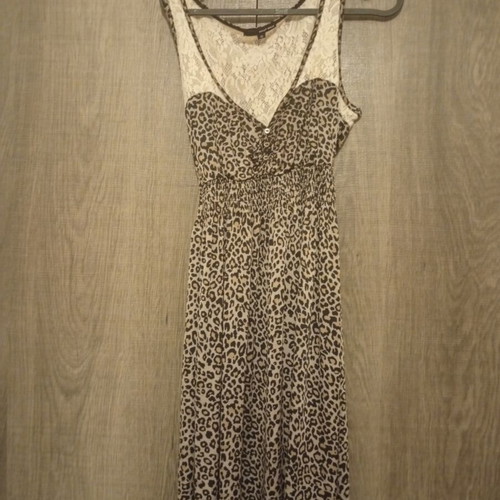 Dress beige and brown, like new, size L 40 12