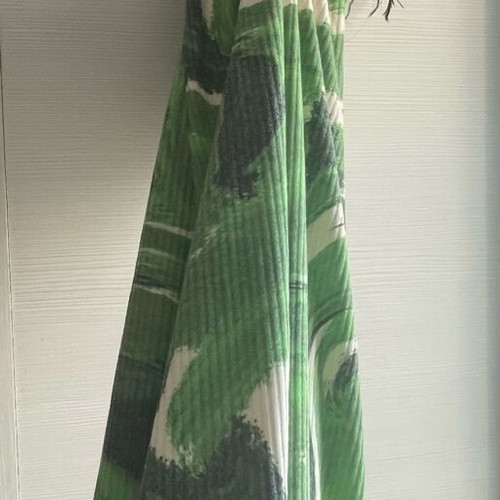 MilkWhite long dress like new, straight cut, white and green