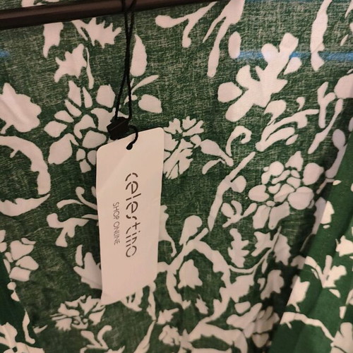 Celestino floral tunic green new with white flowers