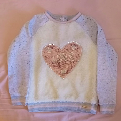 Alouette girls' sweater size 10 like new with fluffy texture and sequins