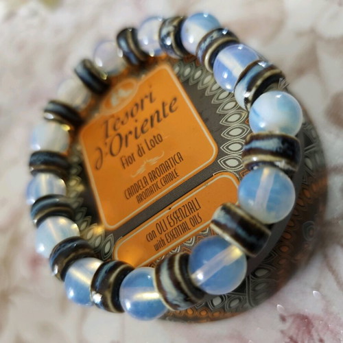 Opalite energy bracelet new, white and gray