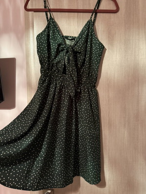 Polka Dot Mini Dress like new with chest tie and small upper waist cutout