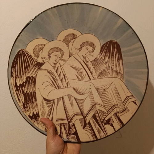 Large handmade plate like new from Yria workshop in Paros