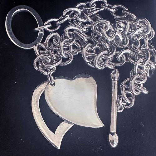 Vintage Folli Follie silver chunky chain necklace with heart like new