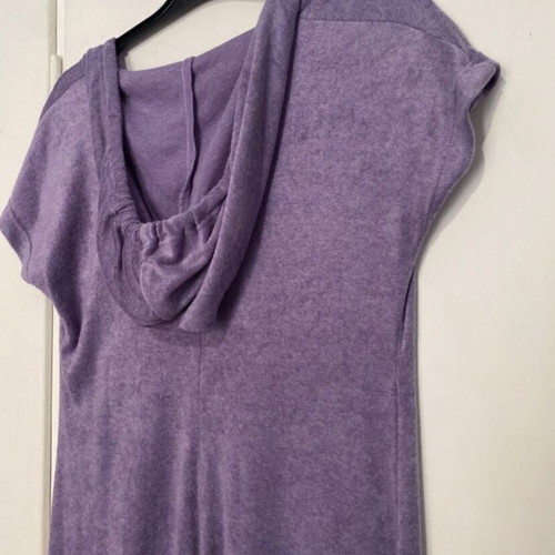 One-piece terry jumpsuit with zipper and hood, refurbished, purple