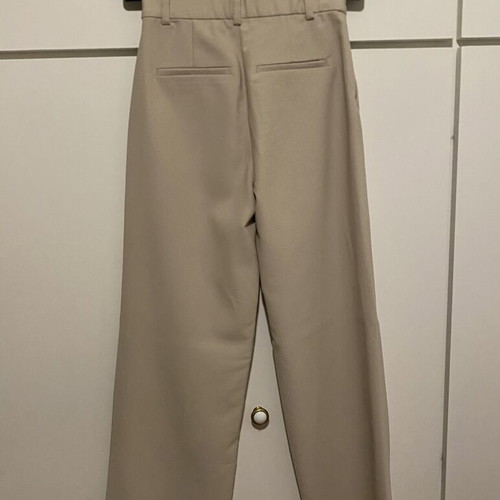 H&M beige high-waist wide-leg trousers