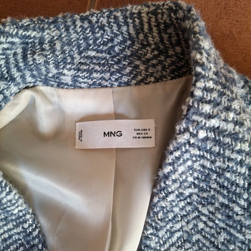 Mango women's coat jacket new, blue ecru