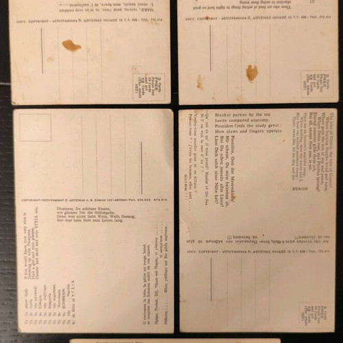 Carte Postale collection with caricatures of ancient Greek gods used, 1960s