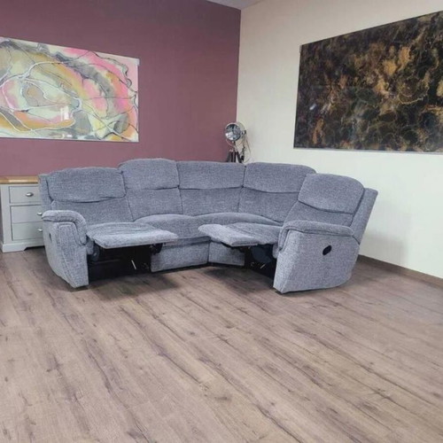 Gray fabric corner sofa with manual reclining mechanism new