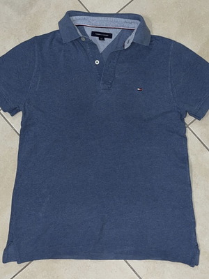 Tommy Hilfiger Polo Shirt blue melange classic fit size S like new