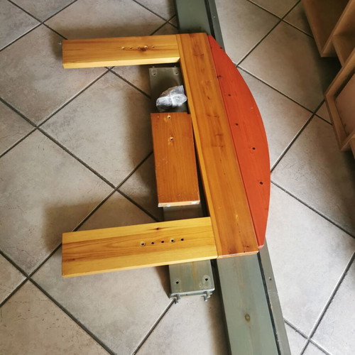 Bed made of solid pine wood used