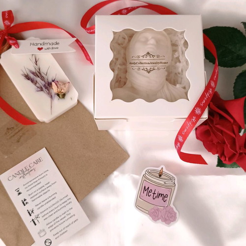 Handmade decorative candle Woman with Scarf new, gift set