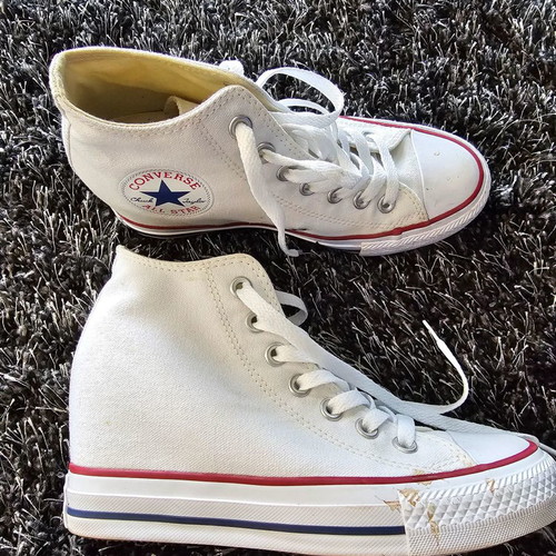 Converse All Star athletic shoes used, white, size 37.5 with high hidden insole