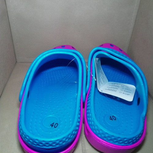 Women's sabots used, size 40, fuchsia-turquoise