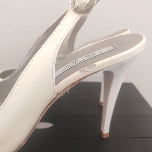 J. Bournazos Slingback Peep Toe Shoes used, ivory, size 38