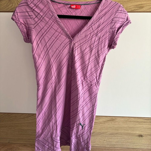 Puma T-Shirt pink used with buttoned sleeves, size XS
