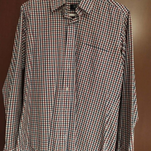Men's dress shirt, white and blue, size M