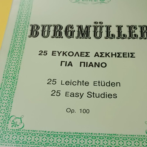 Burgmüller piano book with 25 easy exercises
